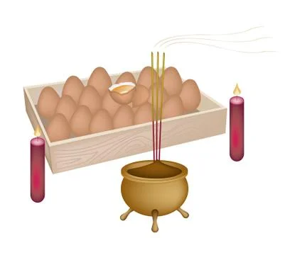 Stack of Cooked Eggs for New Year Worship Stock Illustration