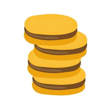 Stack of cookies Alfajor de maicena, traditional Chilean sandwich cookies Stock Illustration