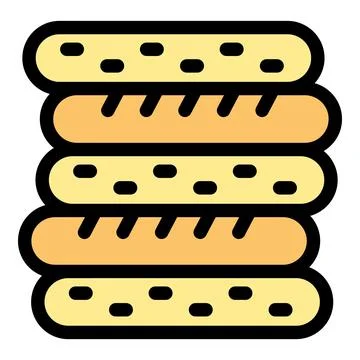 Stack of cookies and bread representing bakery products Stock Illustration