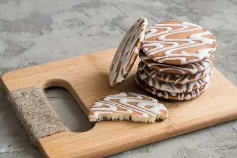 Stack of cookies on a bamboo board Stock Photos