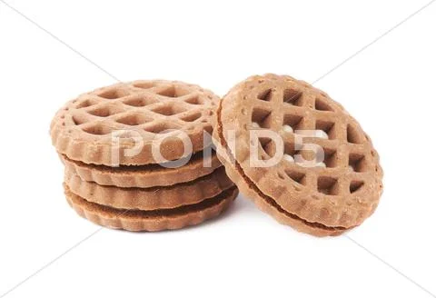 Stack of cookies isolated over the white background Stock Photos