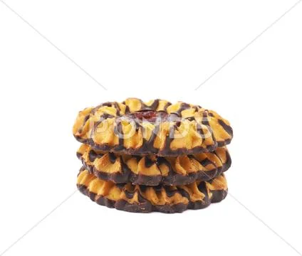 Stack of cookies isolated over the white background Stock Photos