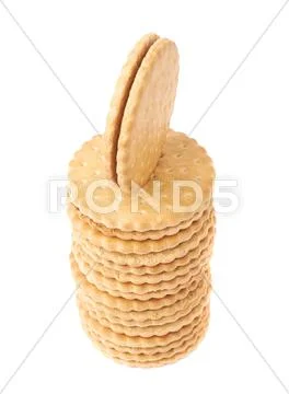 Stack of cookies isolated over the white background Stock Photos