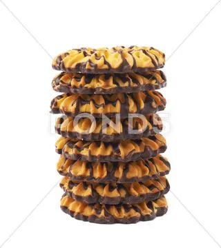 Stack of cookies isolated over the white background Stock Photos