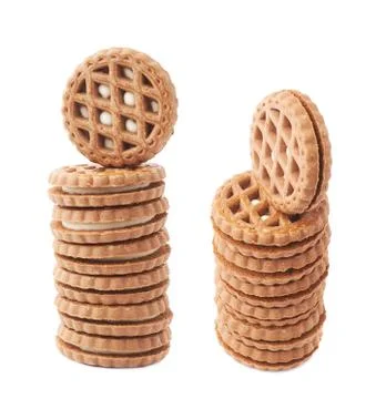 Stack of cookies isolated over the white background Stock Photos