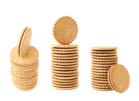 Stack of cookies isolated over the white background Stock Photos
