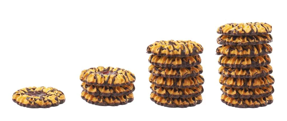 Stack of cookies isolated over the white background Foto stock