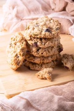 Stack of cookies on a jute fabric Stock Photos