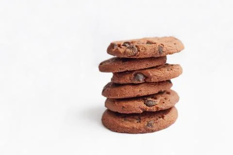 A stack of cookies lies on a white background Stock Photos