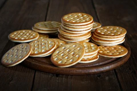 Stack of cookies on a rustic table Stock Photos