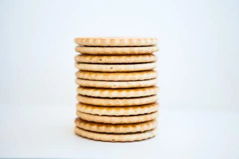 Stack of cookies on the white background Stock Photos