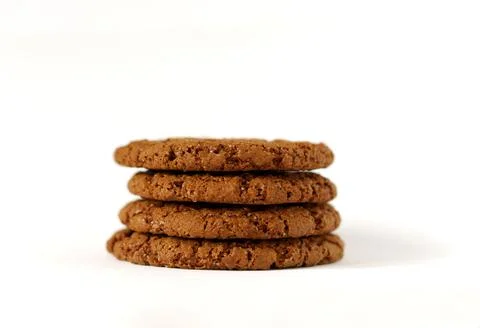 A stack of cookies on a white background. Stock Photos
