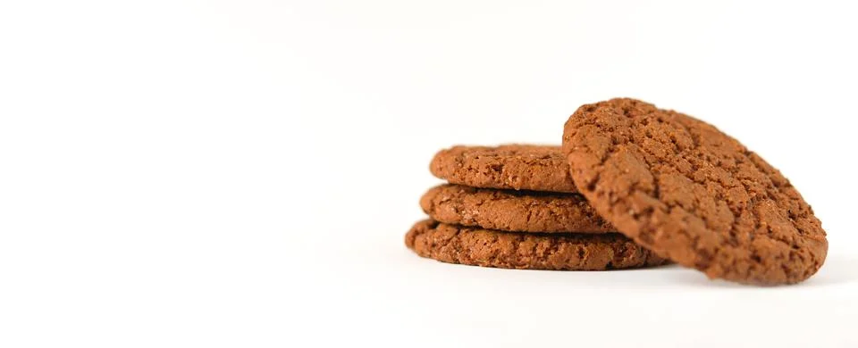 A stack of cookies on a white background. Stock Photos