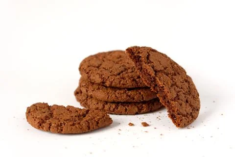 A stack of cookies on a white background. Stock Photos