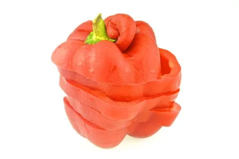 Stack of cool and fresh red bell pepper isolated Stock Photos