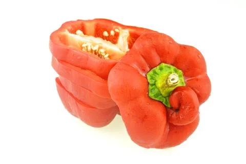 Stack of cool red bell pepper isolated Stock Photos