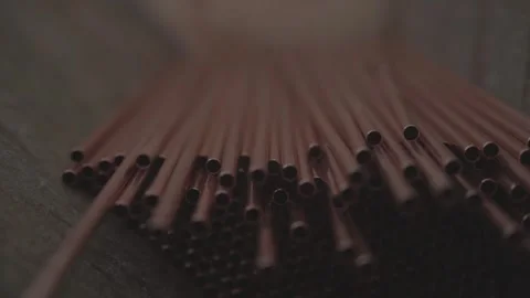 Stack of Copper Tubes for Heat Exchangers - Industrial Factory Production Video stock 330493253