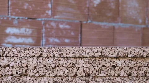 Stack of cork panels to insulate walls. Stock Footage 258736821