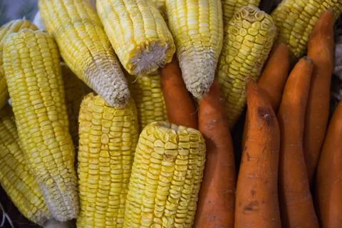 The stack of corn and carrot Foto stock