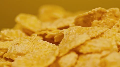 Stack of corn flakes in rotation Stock Footage 146227419