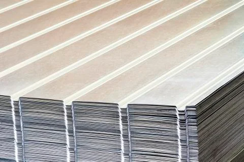 Stack of corrugated steel sheet Stock Photos