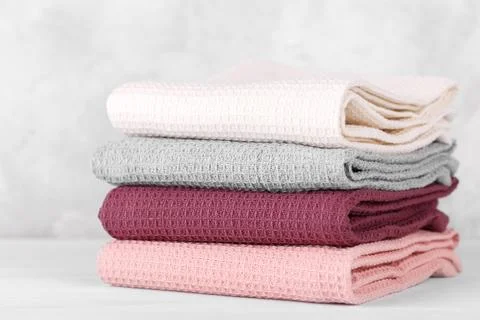 Stack of cotton kitchen towels Stock Photos