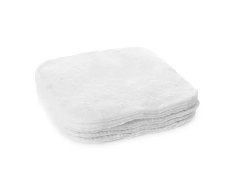 Stack of cotton pads on white background 写真素材