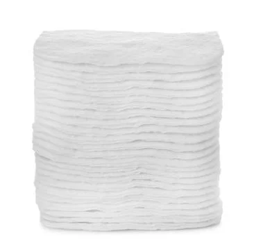 Stack of cotton pads on white background 스톡 사진
