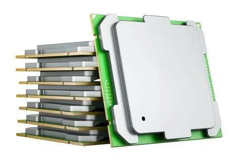 Stack of CPU computer processors, 3D rendering イラスト素材