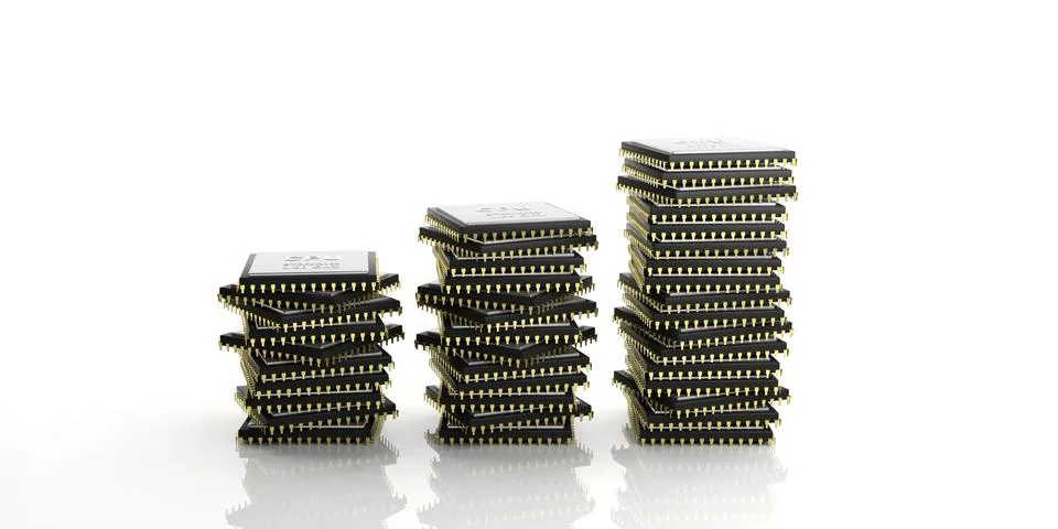 Stack Cpu processor white background イラスト素材
