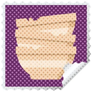 Stack of cracked old bowls graphic vector illustration square sticker stamp Illustrazione stock