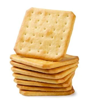 Stack of crackers close-up on a white background. Isolated 스톡 사진