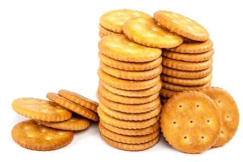 Stack crackers on white background. Stock Photos