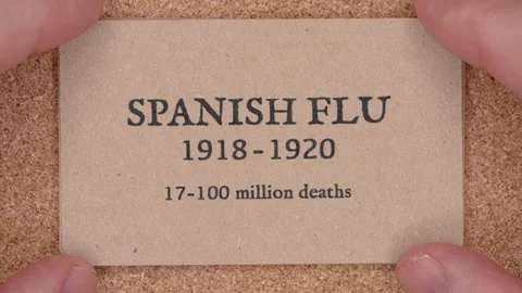 Stack of craft paper cards with world epidemics and pandemics list timeline Stock Footage 266682743