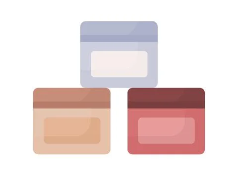 Stack of cream jars semi flat color vector object Stock Illustration
