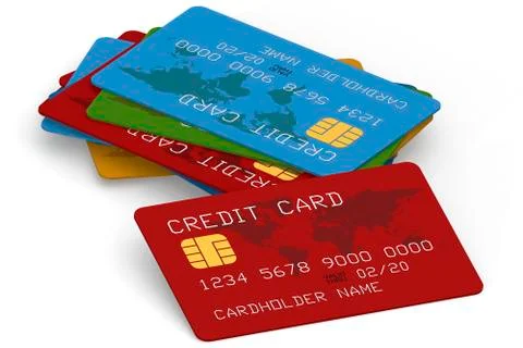 Stack of credit cards isolated, Illustrazione stock