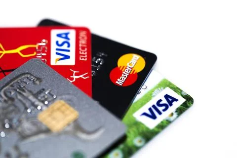 Stack of credit cards 스톡 사진