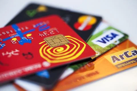 Stack of credit cards Stock Photos