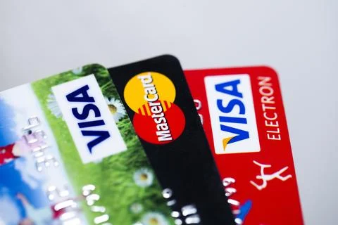 Stack of credit cards Foto stock
