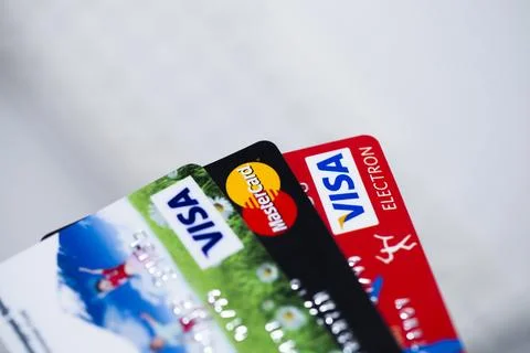 Stack of credit cards Stock Photos