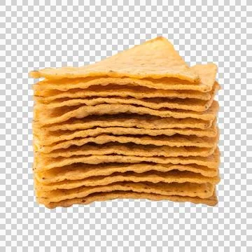 Stack of crispy corn tortilla chips for dipping isolated on transparent bac.. Stock Photos