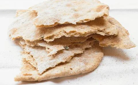 A stack of crispy unleavened bread Stockfoto's