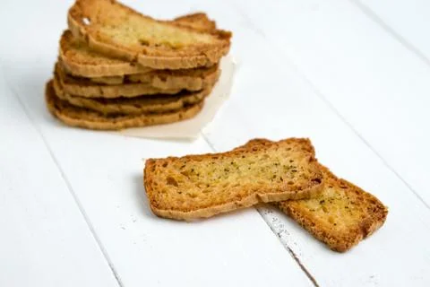 Stack of crostini on white background Stock Photos