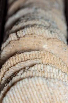 Stack of crunchy salted wheat crackers with texture for snack background Foto stock