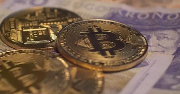 Stack of cryptocurrencies , bitcoin 4K Sweden Krona SEK Video stock 85515413