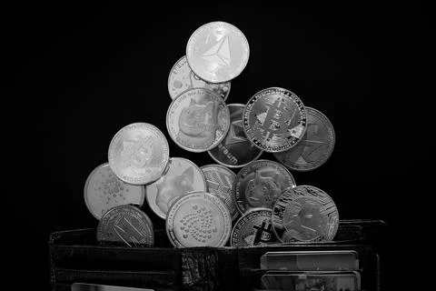 Stack of cryptocurrencies Stock Photos