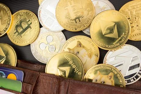 Stack of cryptocurrencies Foto stock