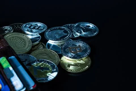 Stack of cryptocurrencies Stock Photos