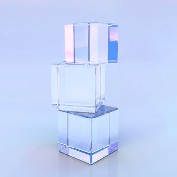 Stack crystal cubes or blocks with refraction light in prism and dispersion Stock Illustration