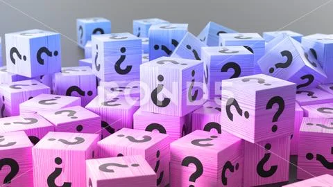 Stack cubes and question mark Stock Illustration #258079924